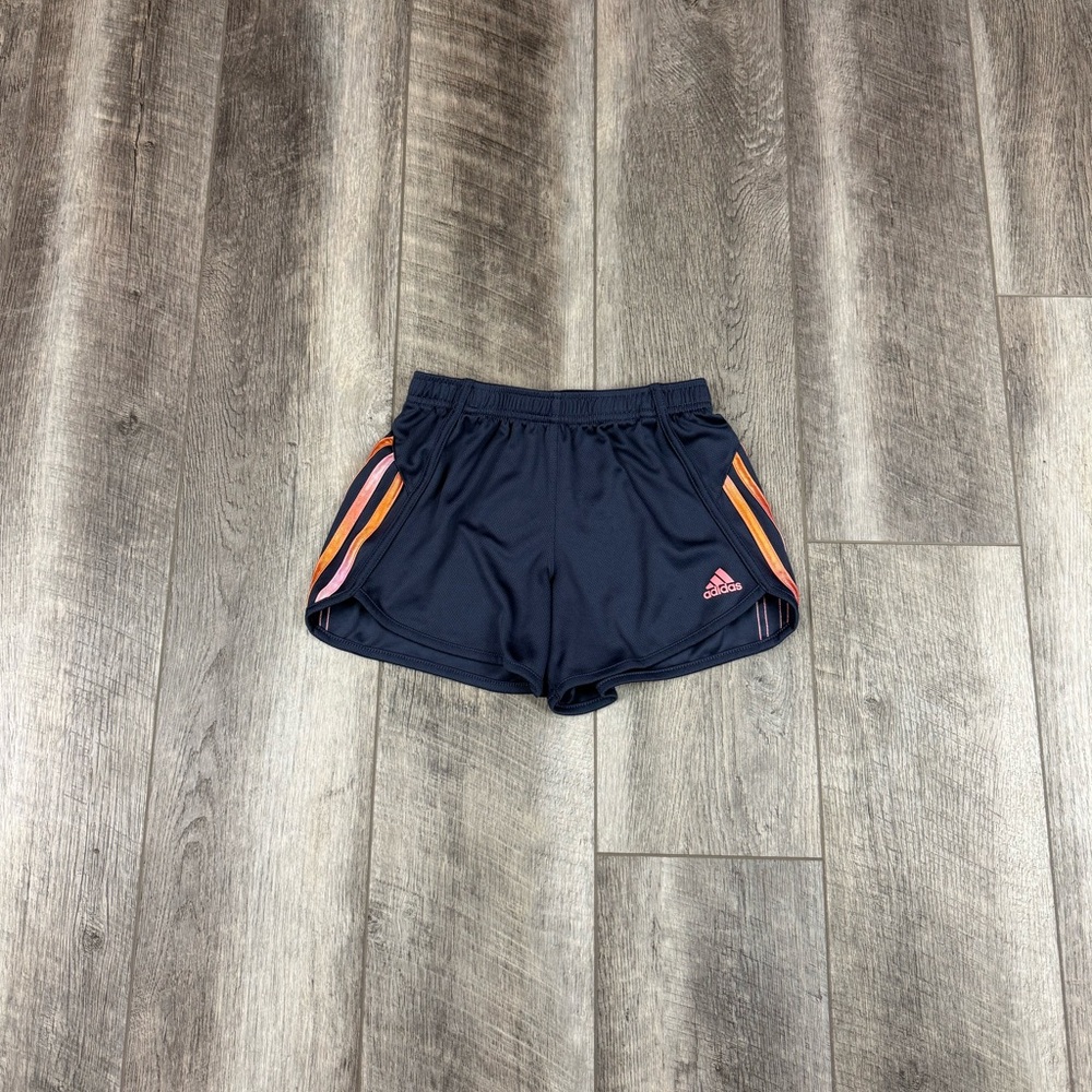 adidas Navy Running Shorts with Pink & Orange Accents